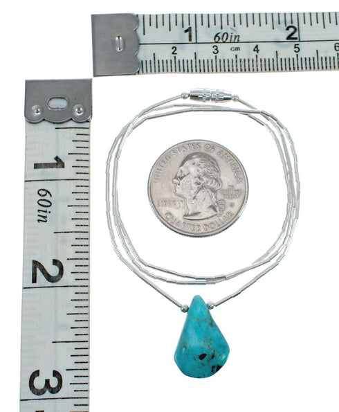 Liquid Sterling Silver Native American Turquoise Necklace JX126747